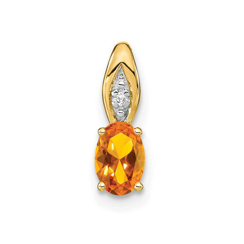 Image of 14K Yellow Gold Citrine Diamond Pendant