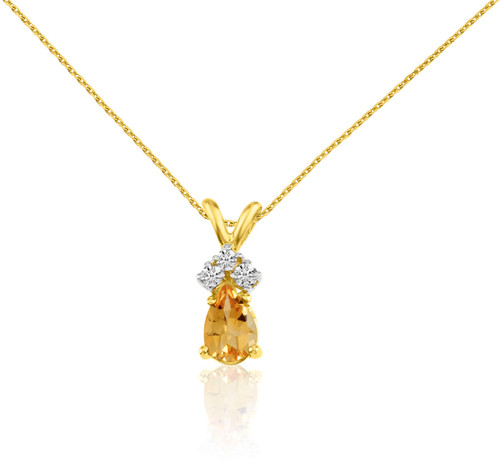 Image of 14K Yellow Gold Citrine Pear Pendant with Diamonds (Chain NOT included)