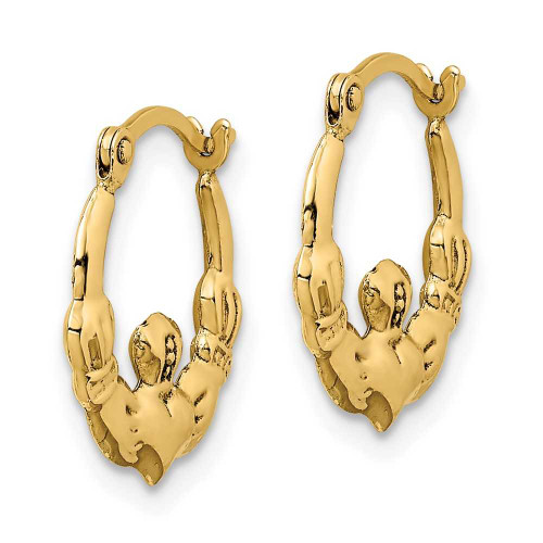 Image of 14K Yellow Gold Claddagh Hoop Earrings TC1007