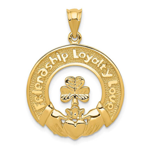 Image of 14K Yellow Gold Claddagh Leaf Pendant