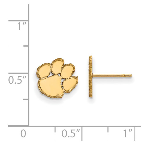 14K Yellow Gold Clemson University X-Small Post Earrings by LogoArt