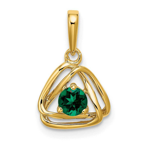 Image of 14K Yellow Gold Created Emerald Triangle Pendant