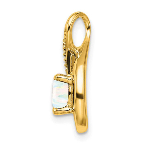 Image of 14K Yellow Gold Created Opal & Diamond Pendant