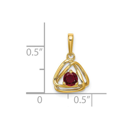 Image of 14K Yellow Gold Created Ruby Triangle Pendant