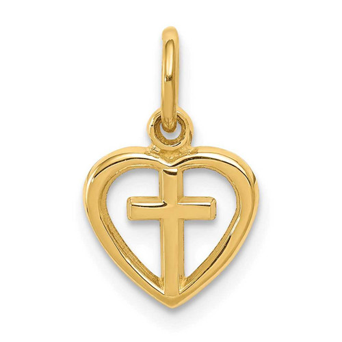 Image of 14K Yellow Gold Cross In Heart Charm