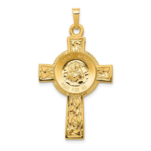 Image of 14K Yellow Gold Cross w/ St Anthony Medal Pendant