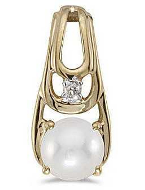 Image of 14k Yellow Gold Cultured Freshwater Pearl And Diamond Pendant (Chain NOT included)