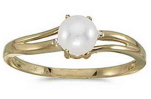 Image of 14k Yellow Gold Cultured Freshwater Pearl And Diamond Ring (CM-RM1992X-06)