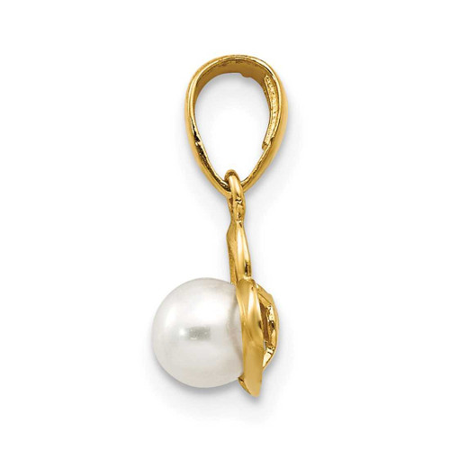 Image of 14K Yellow Gold Cultured Freshwater Pearl Childrens Heart Pendant