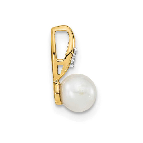 Image of 14K Yellow Gold Cultured Freshwater Pearl Diamond Pendant