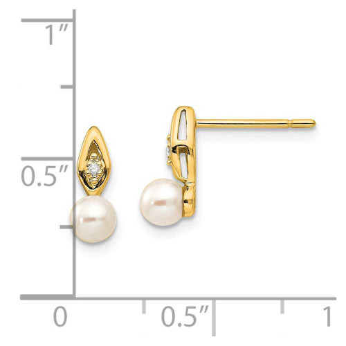 Image of 12mm 14K Yellow Gold Cultured Freshwater Pearl Diamond Stud Earrings