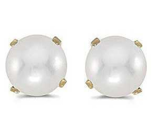 Image of 14k Yellow Gold Cultured Freshwater Pearl Stud Earrings (CM-E1471X-06)