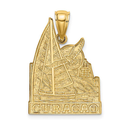Image of 14K Yellow Gold Curacao w/ Sailboat & Seagull Pendant