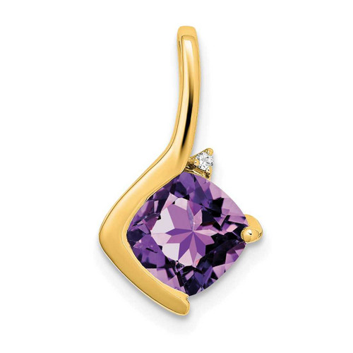 Image of 14K Yellow Gold Cushion Amethyst & Diamond Pendant PM7046-AM-001-YA