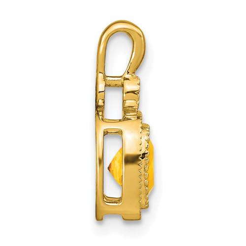 14K Yellow Gold Cushion Citrine & Diamond Pendant PM3665-CI-001-YA