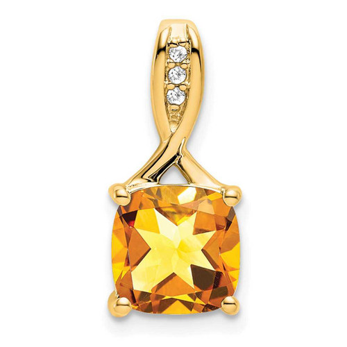 Image of 14K Yellow Gold Cushion Citrine & Diamond Pendant PM7062-CI-002-YA