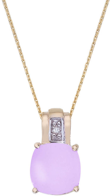 Image of 14K Yellow Gold Cushion Cut Amethyst & Diamond Pendant (Chain NOT included)