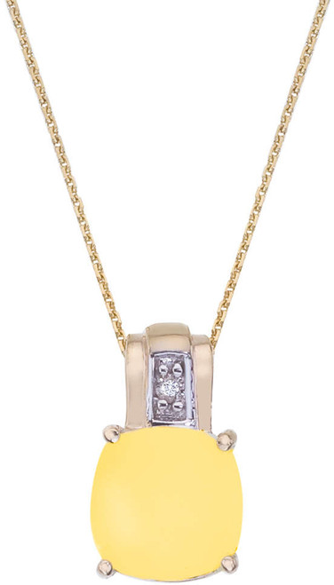 Image of 14K Yellow Gold Cushion Cut Citrine & Diamond Pendant (Chain NOT included)