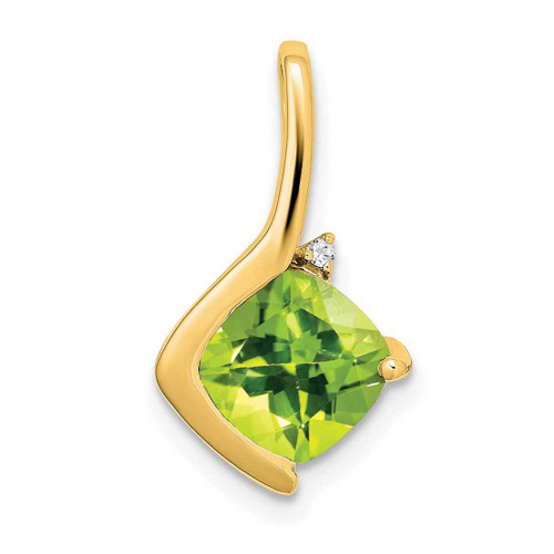 Image of 14K Yellow Gold Cushion Peridot & Diamond Pendant PM7046-PE-001-YA