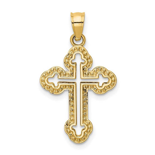 Image of 14K Yellow Gold Cut-Out Budded Cross Pendant