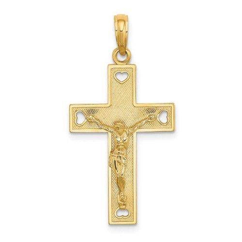 Image of 14K Yellow Gold Cut-Out Heart I Love Jesus Crucifix Pendant