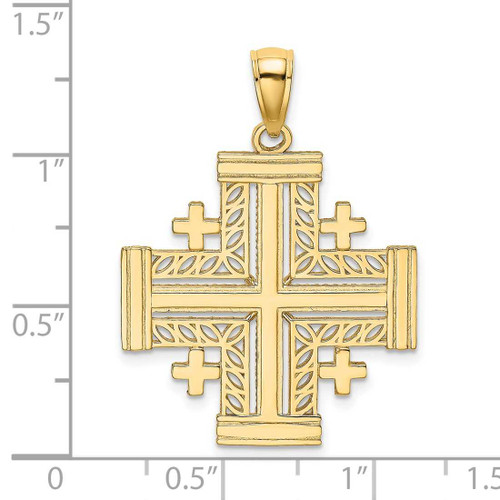 Image of 14K Yellow Gold Cut-Out Jerusalem Cross (Crusaders Cross) Pendant