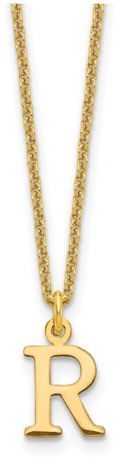 14K Yellow Gold Cutout Letter R Initial Necklace