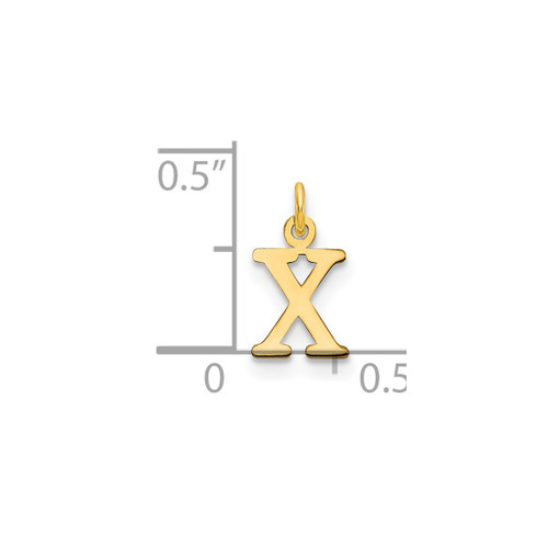 14K Yellow Gold Cutout Letter X Initial Charm