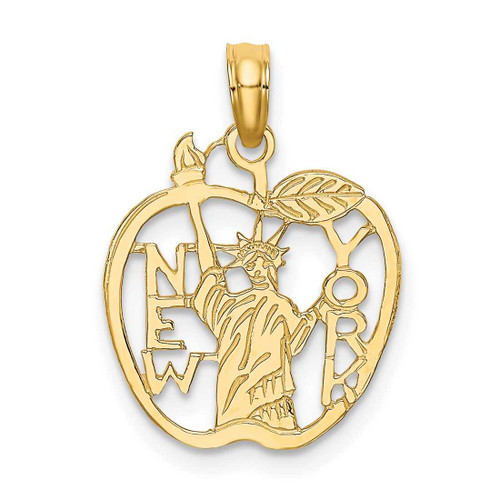 Image of 14K Yellow Gold Cut-Out New York w/ Statue Of Liberty In Apple Pendant