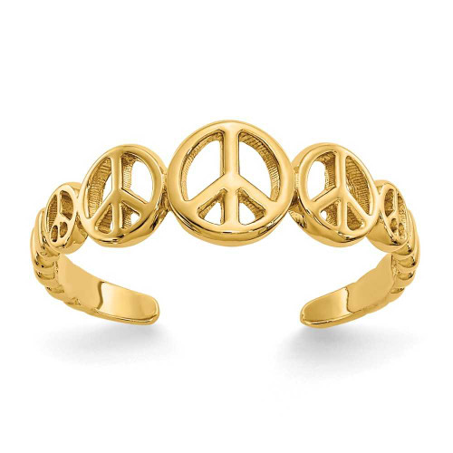 Image of 14K Yellow Gold Cutout Polished Peace Sign Toe Ring