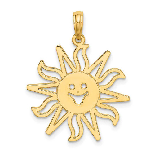 Image of 14K Yellow Gold Cut-Out Smiling Sun Pendant