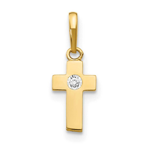 Image of 14K Yellow Gold CZ Childrens Cross Pendant YC1126