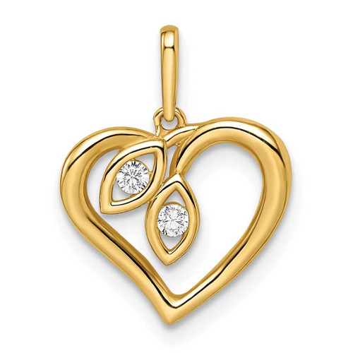 Image of 14K Yellow Gold CZ Heart Pendant YC1510