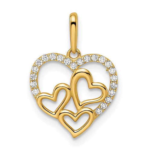 Image of 14K Yellow Gold CZ Hearts Pendant