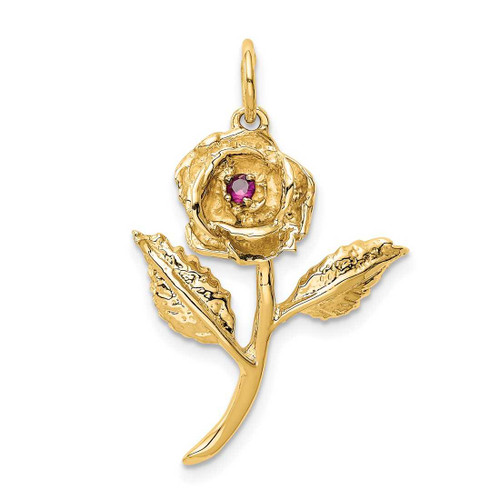 Image of 14K Yellow Gold CZ Rose Flower Charm