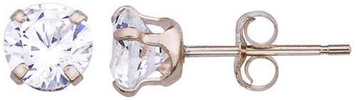 Image of 6mm 14K Yellow Gold CZ Stud Earrings E1328