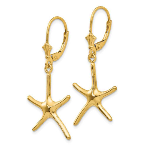 Image of 14K Yellow Gold Dancing Starfish Leverback Earrings TM768