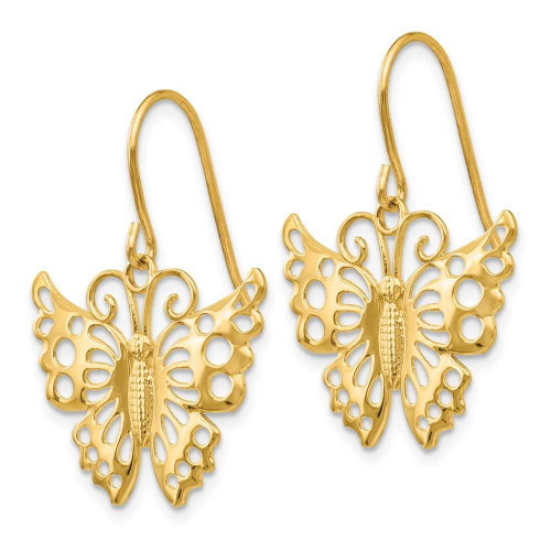 Image of 27mm 14K Yellow Gold Dangle Butterfly Shepherd Hook Earrings