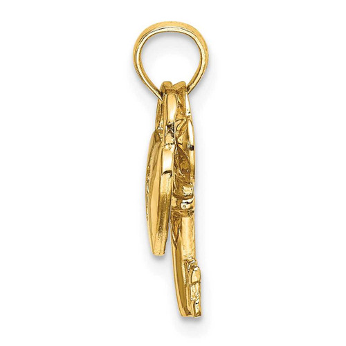 Image of 14K Yellow Gold Dangling Heart & Key Pendant