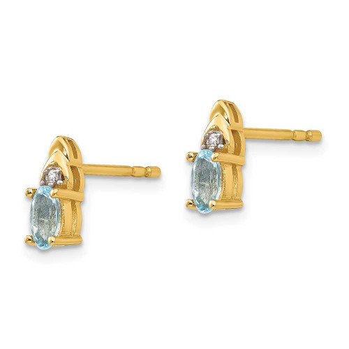 Image of 9mm 14K Yellow Gold Diamond & Aquamarine Earrings XBS271