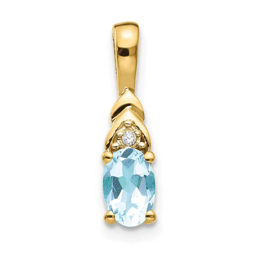 Image of 14K Yellow Gold Diamond & Aquamarine Pendant XBS276