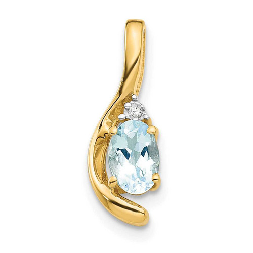 Image of 14K Yellow Gold Diamond & Aquamarine Pendant XBS420