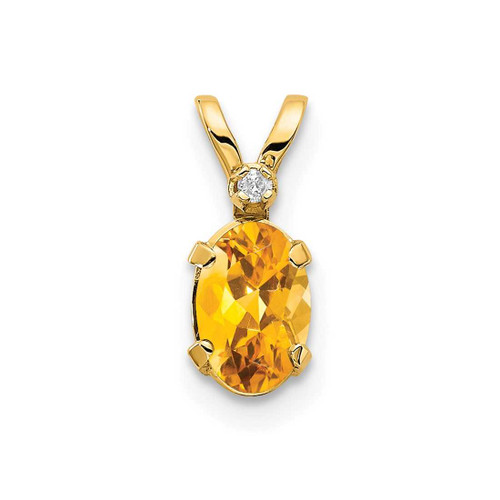 Image of 14K Yellow Gold Diamond & Citrine Birthstone Pendant