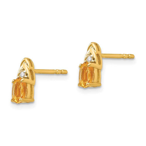 Image of 9mm 14K Yellow Gold Diamond & Citrine Earrings XBS289