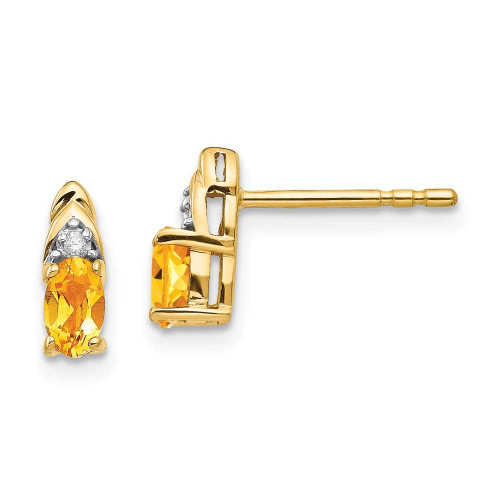 Image of 9mm 14K Yellow Gold Diamond & Citrine Earrings XBS289