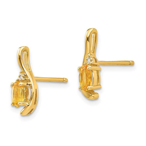 Image of 14mm 14K Yellow Gold Diamond & Citrine Earrings XBS433