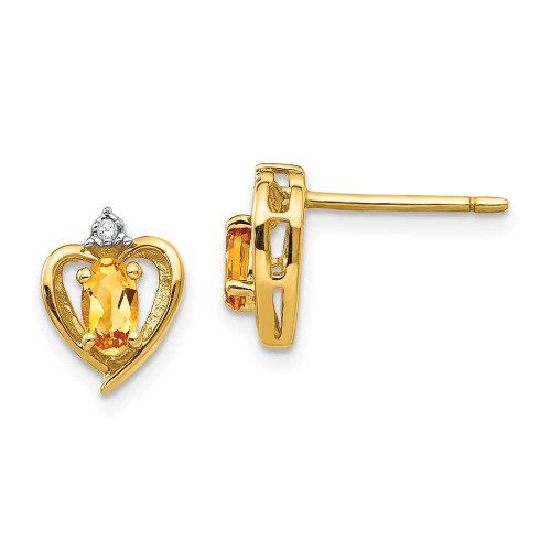 Image of 17mm 14K Yellow Gold Diamond & Citrine Stud Earrings XBS505