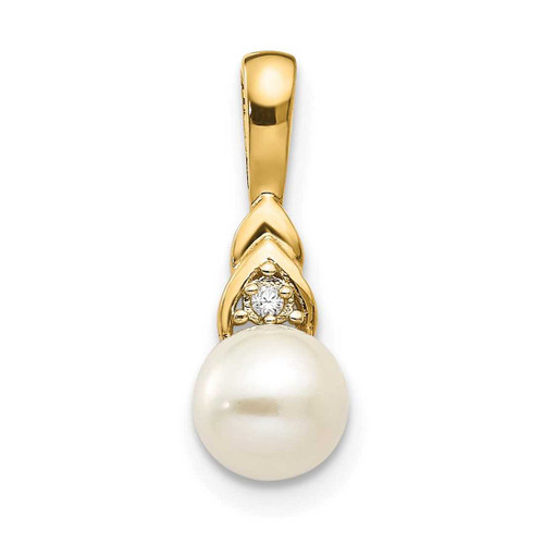 Image of 14K Yellow Gold Diamond & Cultured Freshwater Pearl Pendant XBS279