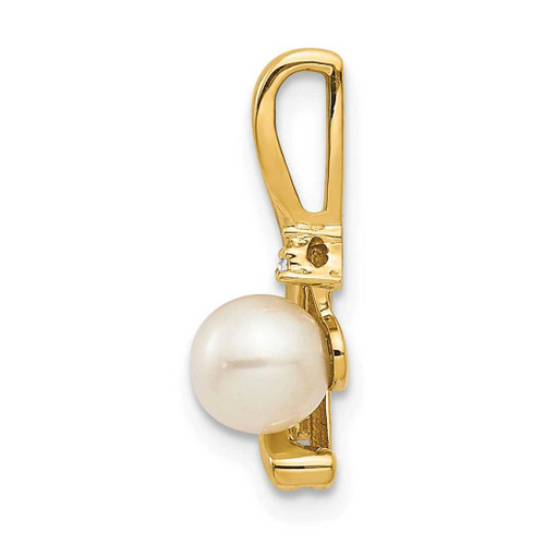 Image of 14K Yellow Gold Diamond & Cultured Freshwater Pearl Pendant XBS423