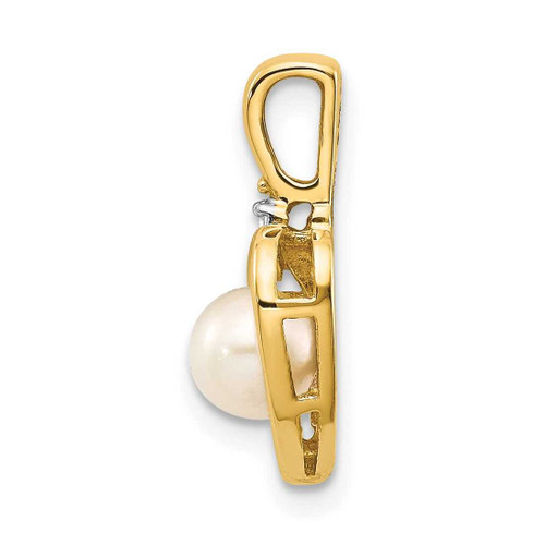 Image of 14K Yellow Gold Diamond & Cultured Freshwater Pearl Pendant XBS495